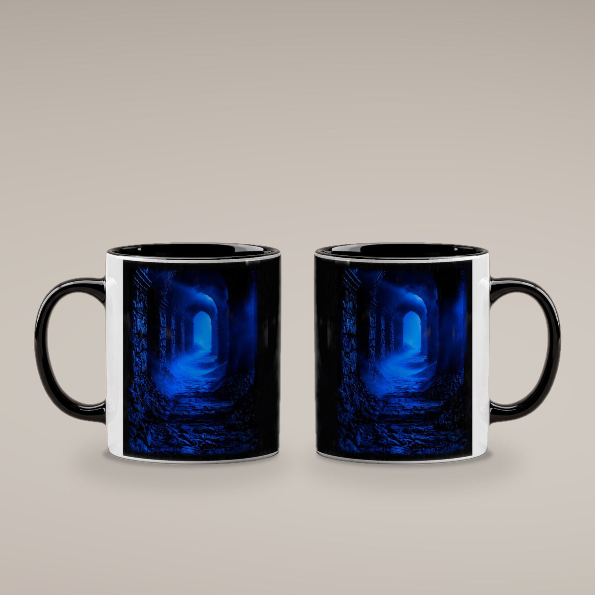Das blaue Tor – Tasse innen schwarz, beide Seiten bedruckt