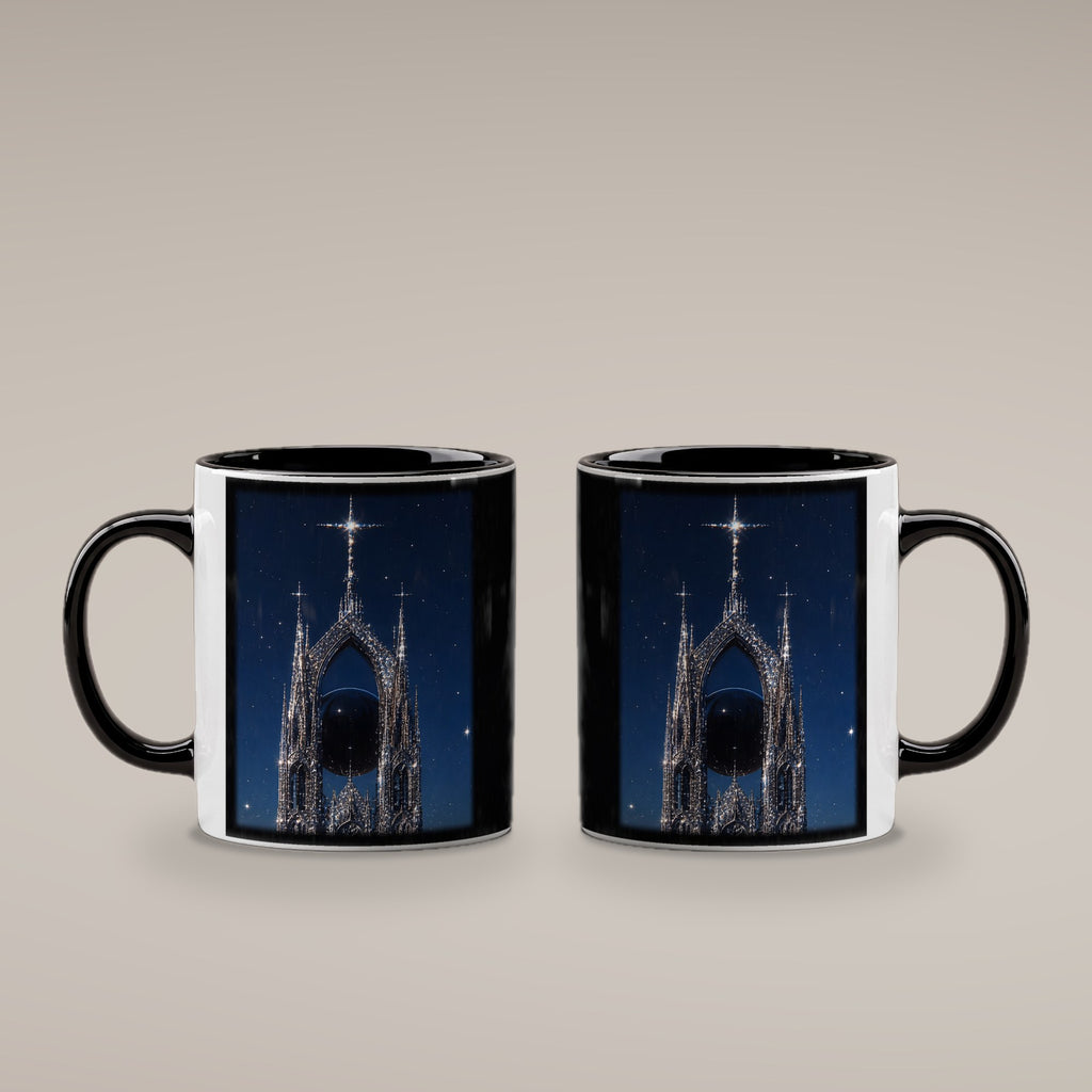 Die Sternenkathedrale – Tasse innen schwarz, beide Seiten bedruckt