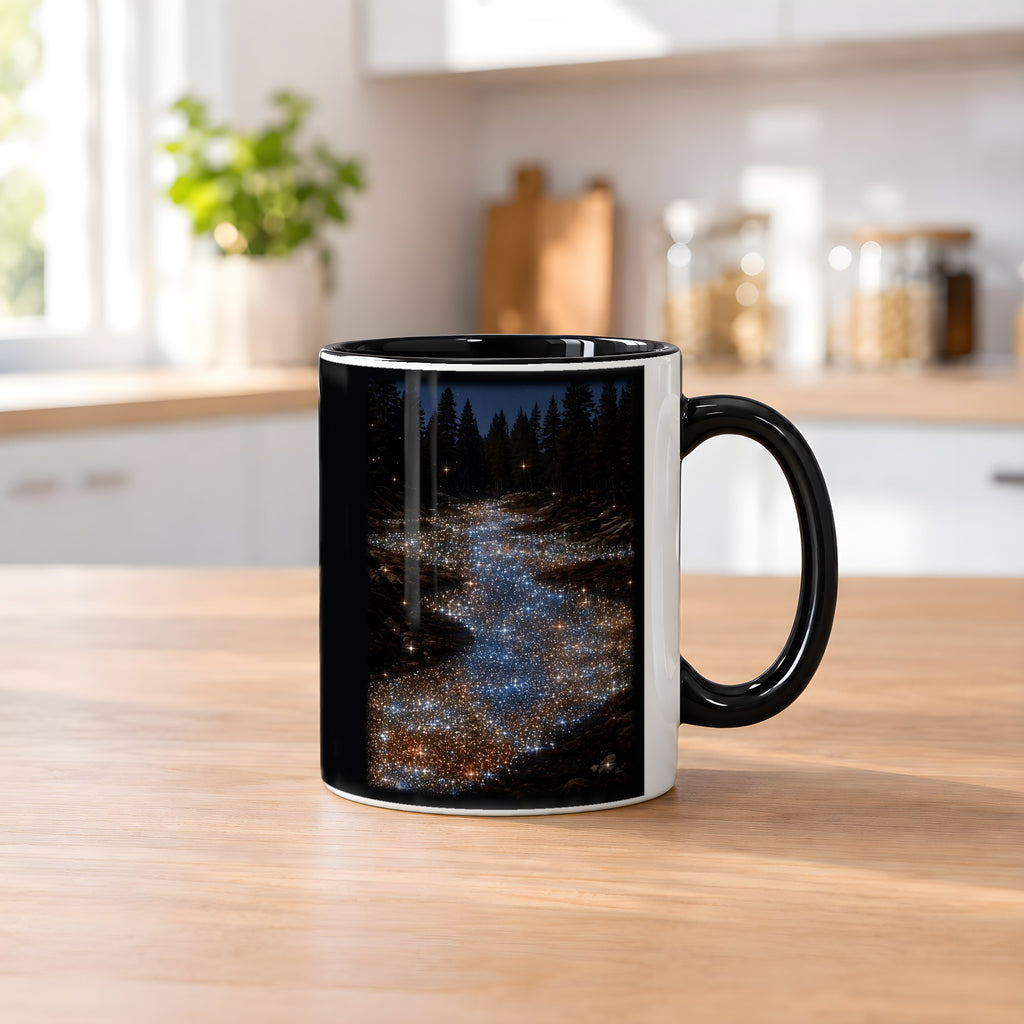 Sternenfluss – Tasse innen schwarz, auf dem Küchentresen