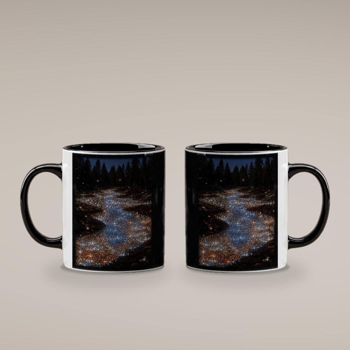 Sternenfluss – Tasse innen schwarz, beide Seiten bedruckt