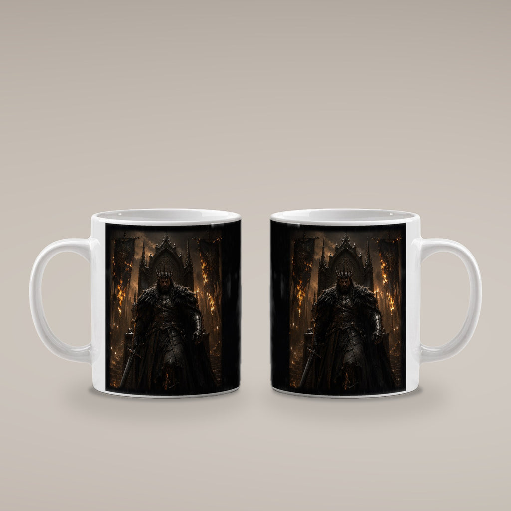 Der Flammenkönig – weiße Tasse, beide Seiten bedruckt