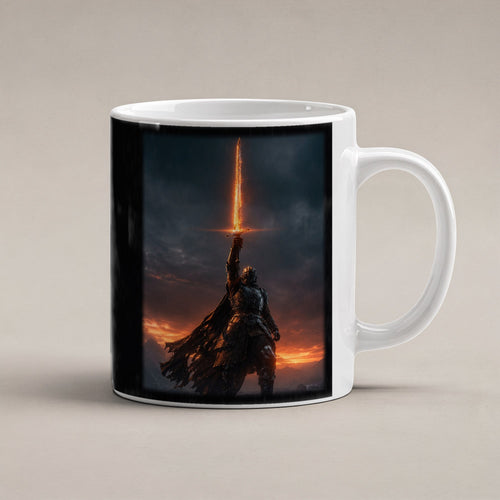 Das Flammenschwert – weiße Tasse, freigestellt