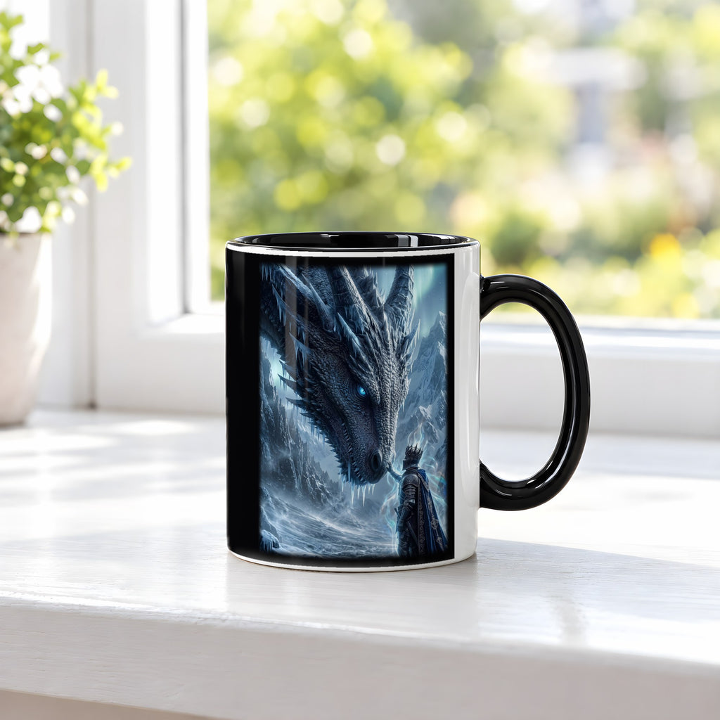 Der Frostpakt – Tasse innen schwarz, auf der Fensterbank