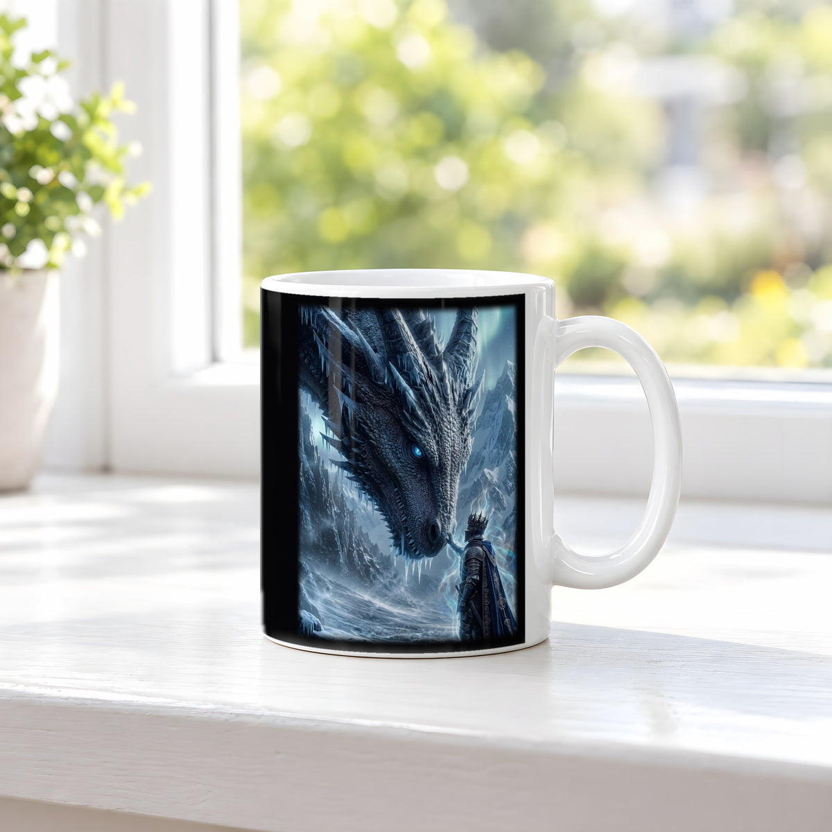Der Frostpakt – weiße Tasse, auf der Fensterbank