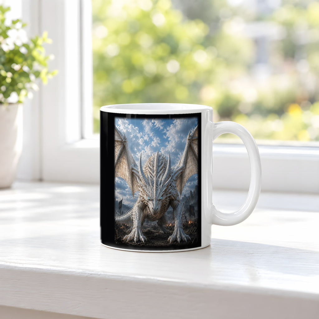 Der Frostwächter – weiße Tasse, auf der Fensterbank