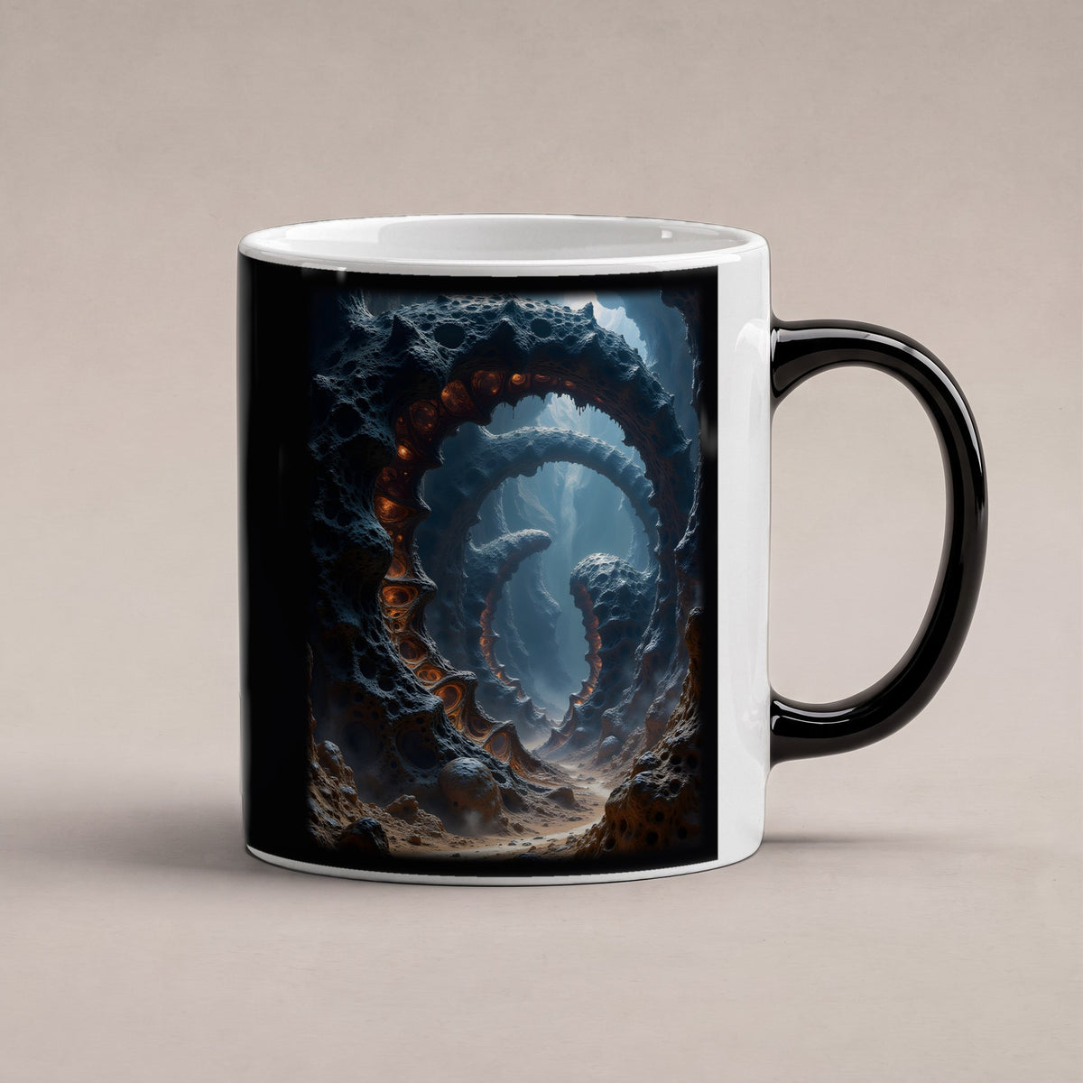 Der Feuerschlund – Black Edition Zaubertasse mit Motiv (heiß), freigestellt