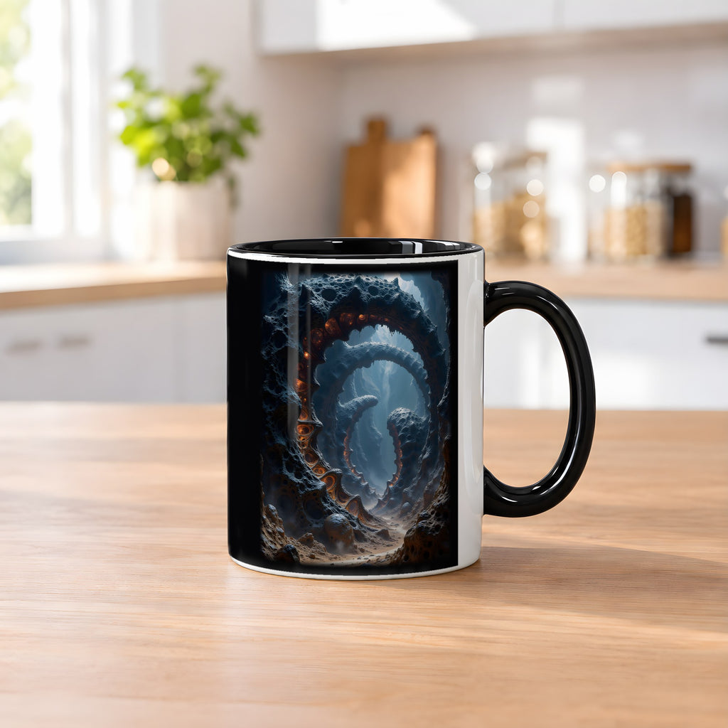 Der Feuerschlund – Tasse innen schwarz, auf dem Küchentresen