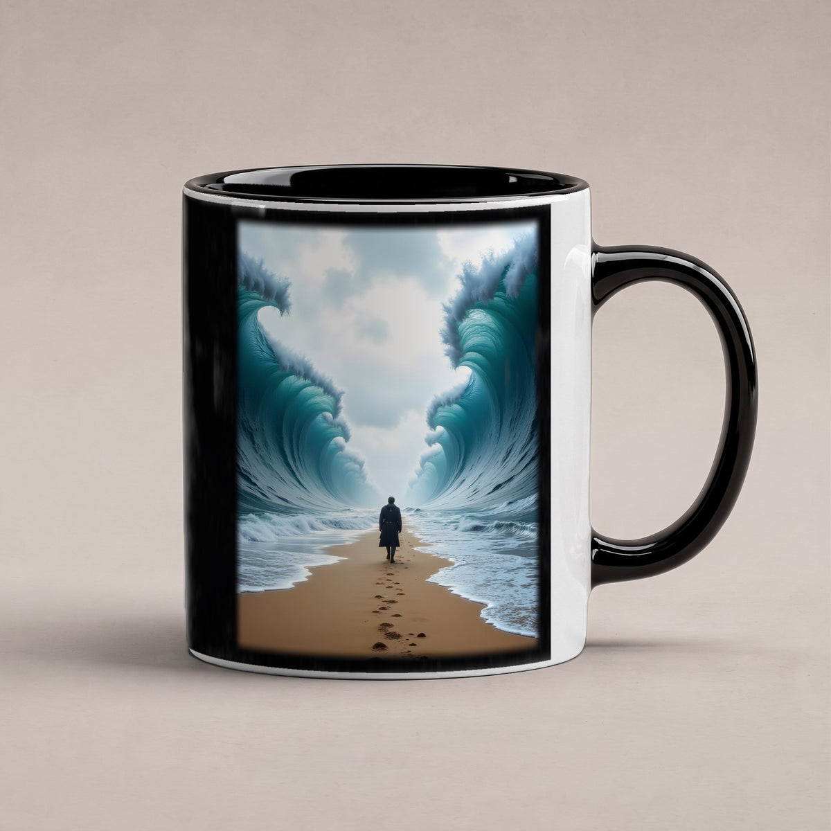 Der Gang durch die Flut – Tasse innen schwarz, freigestellt