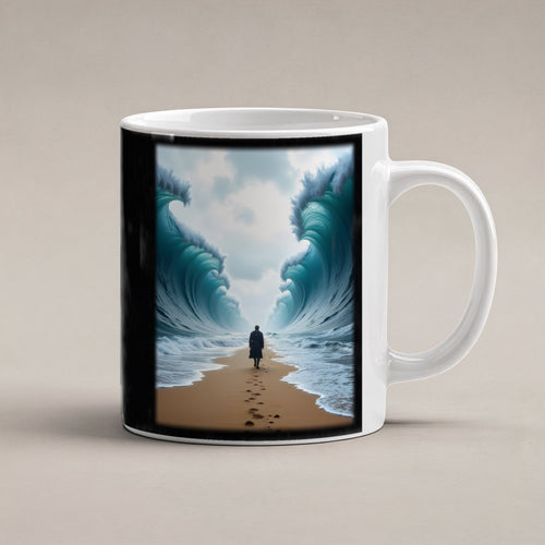 Der Gang durch die Flut – weiße Tasse, freigestellt