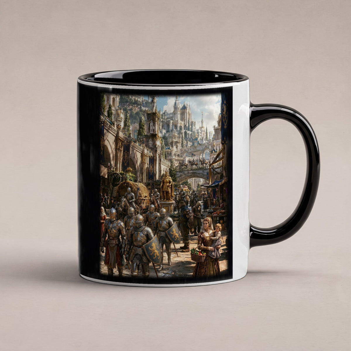 Die Goldene Stadt – Tasse innen schwarz, freigestellt