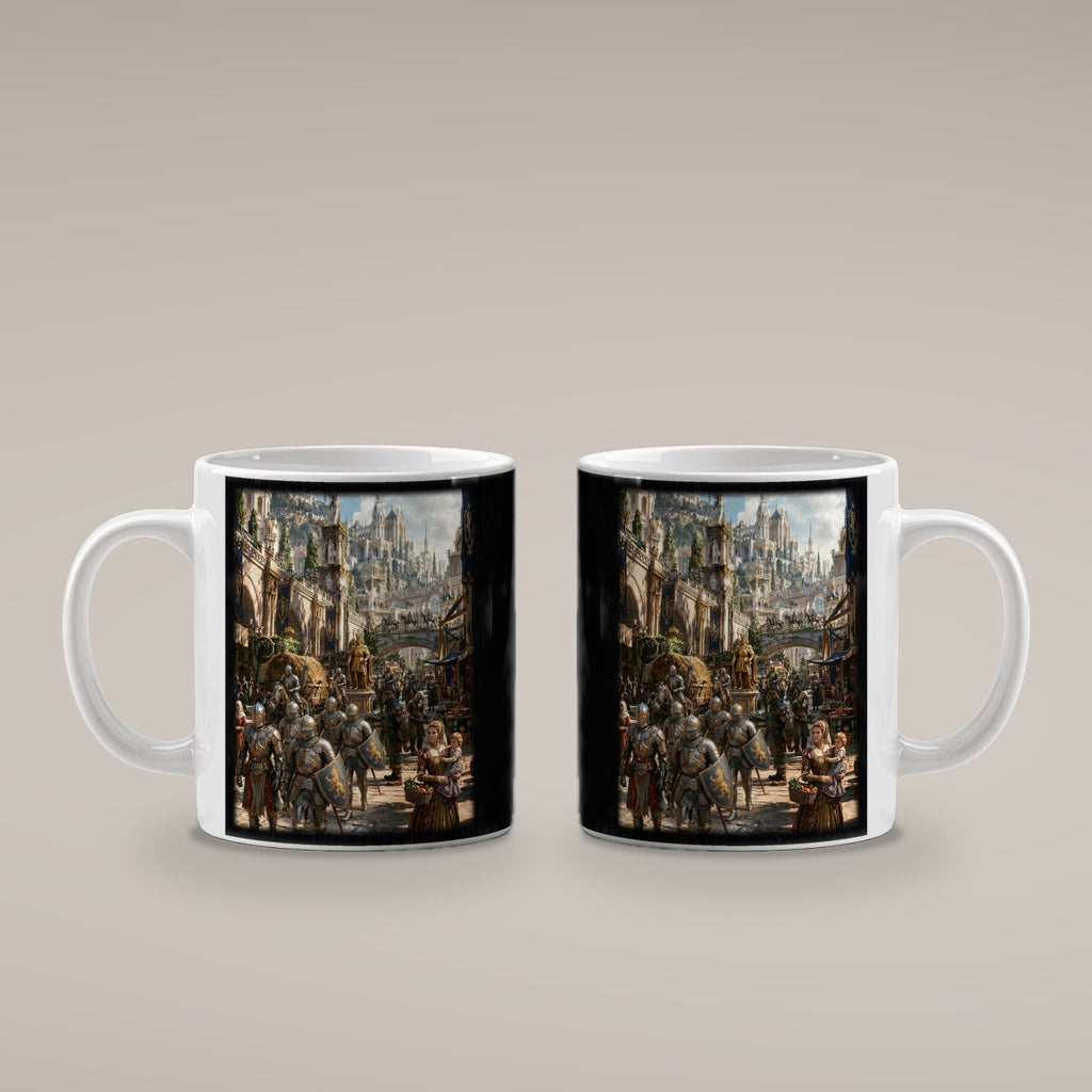 Die Goldene Stadt – weiße Tasse, beide Seiten bedruckt