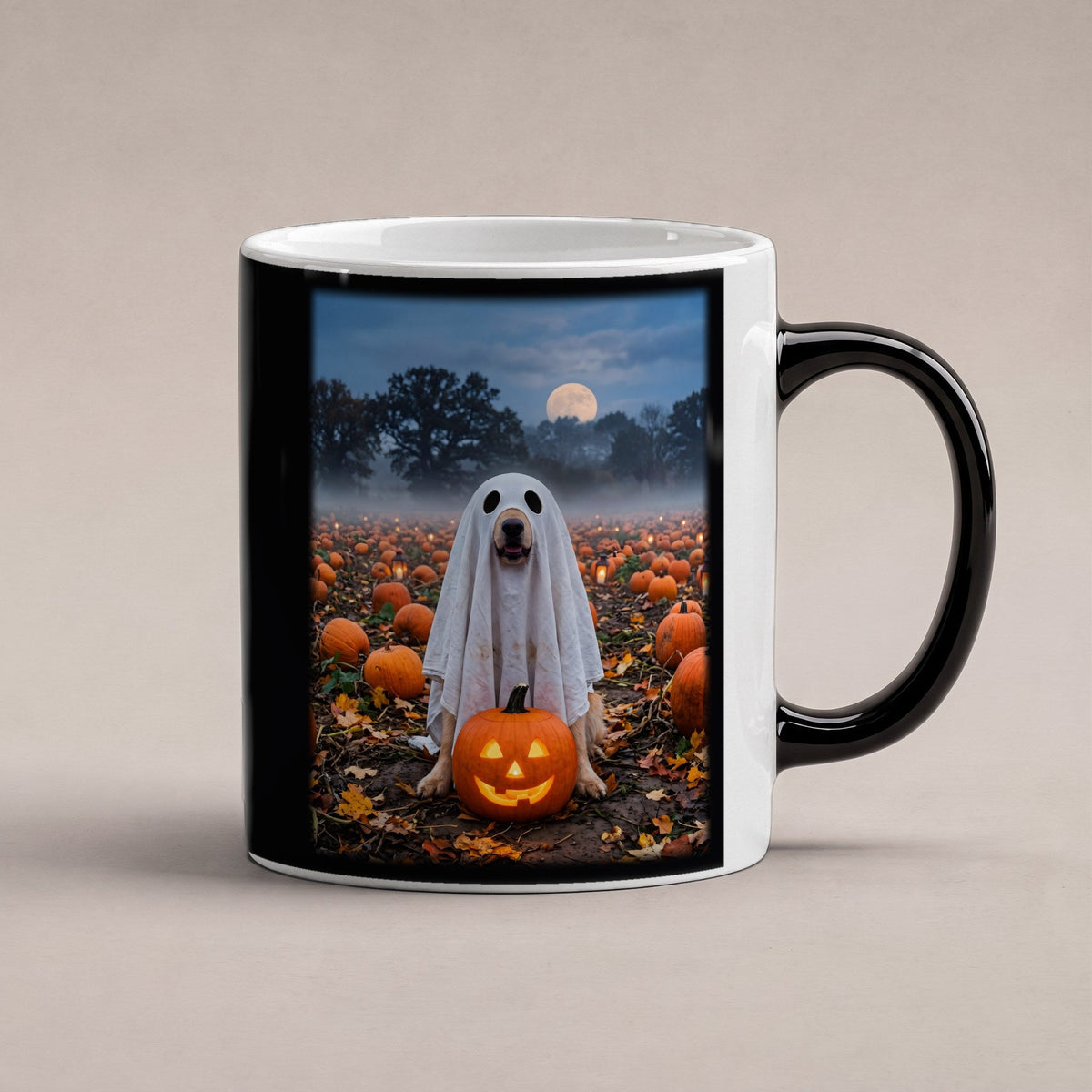 Der Geisterhund – Black Edition Zaubertasse mit Motiv (heiß), freigestellt