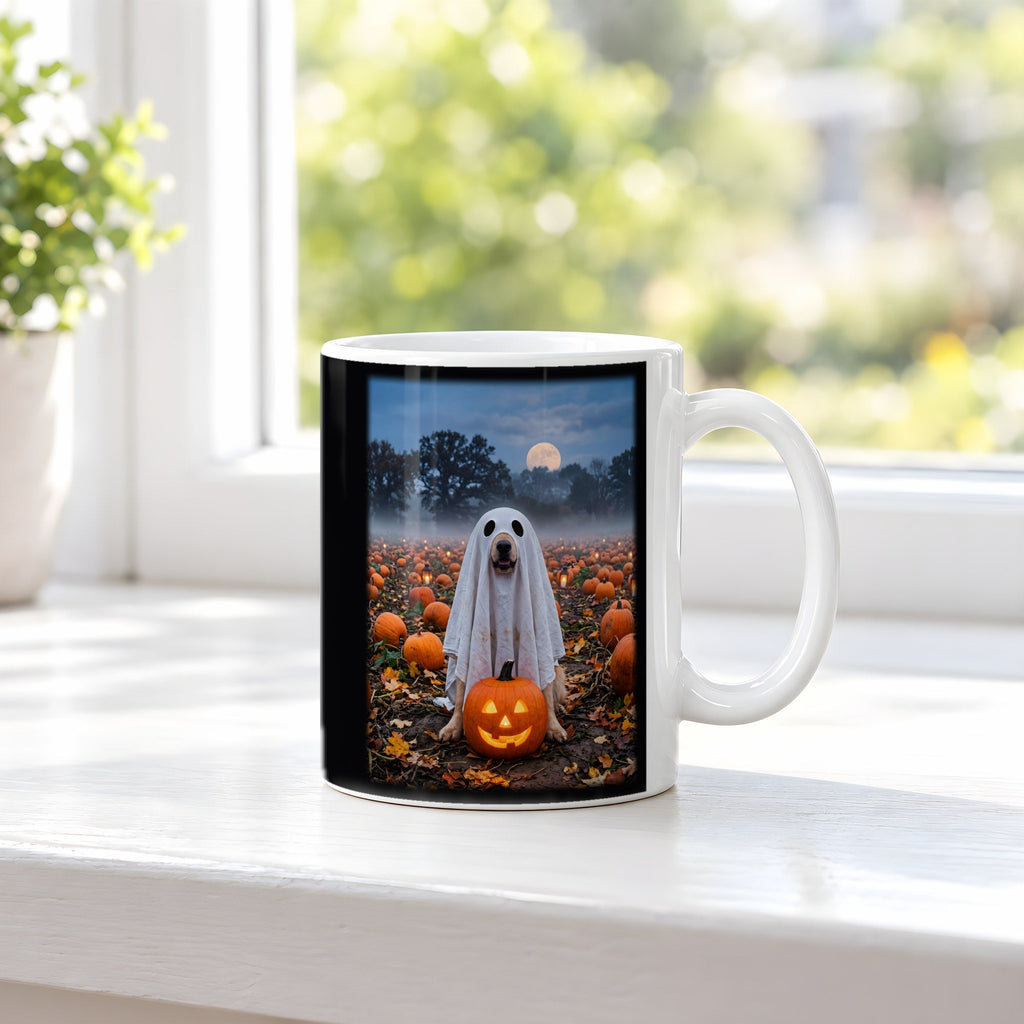 Der Geisterhund – weiße Tasse, auf der Fensterbank