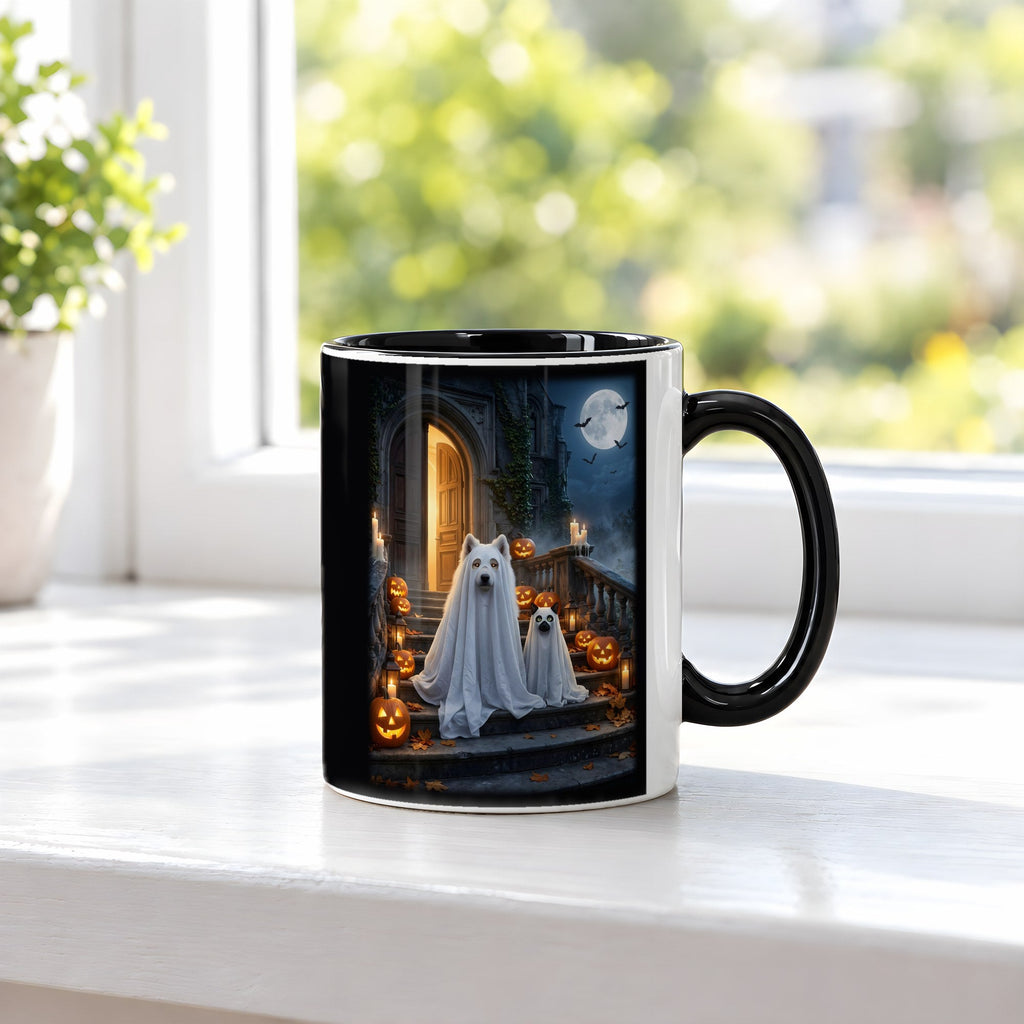 Die Spukhunde – Tasse innen schwarz, auf der Fensterbank