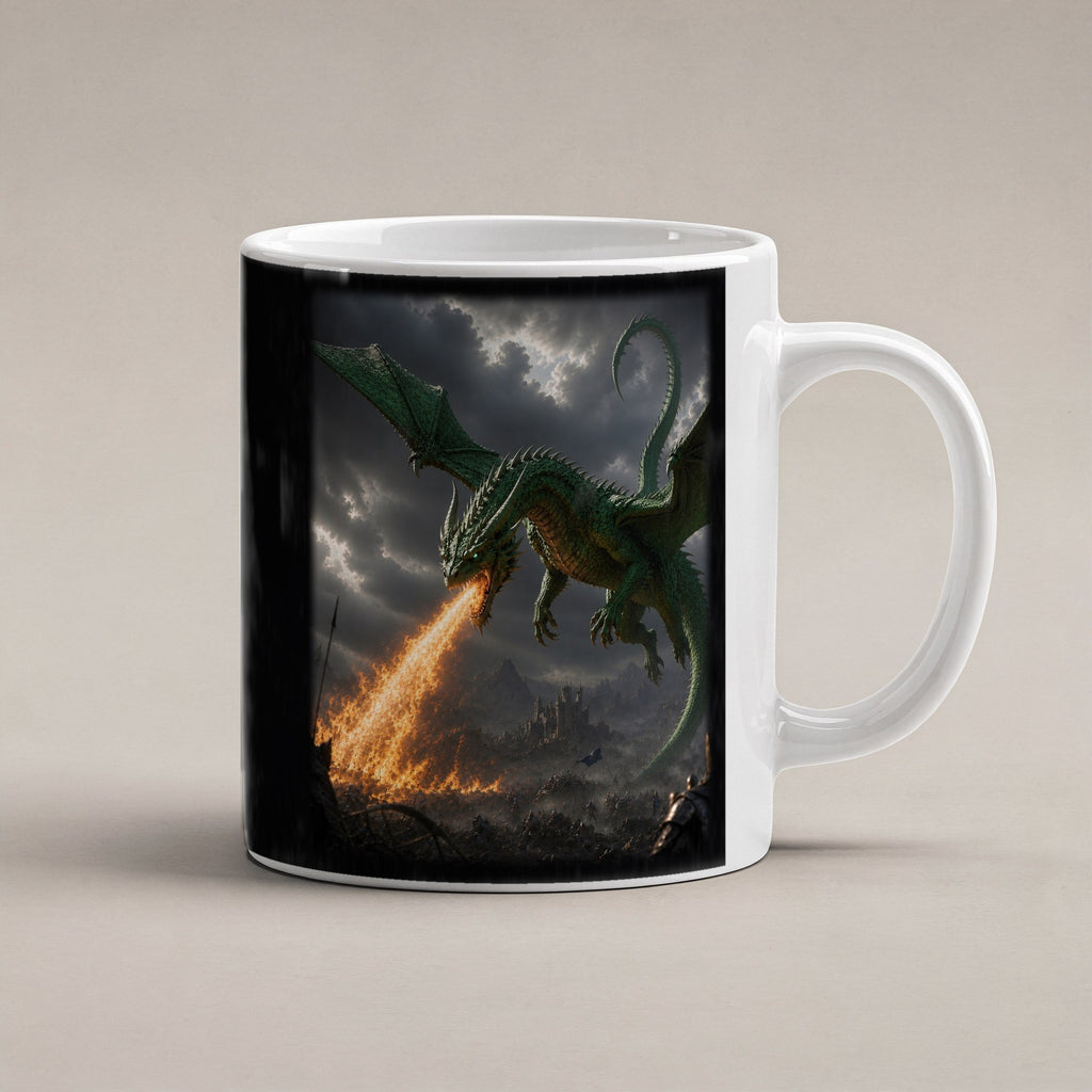 Grünfeuer – weiße Tasse, freigestellt