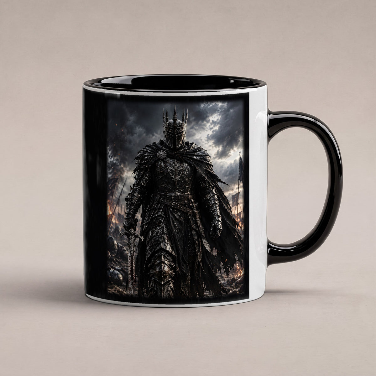 Der Gotische Ritter – Tasse innen schwarz, freigestellt