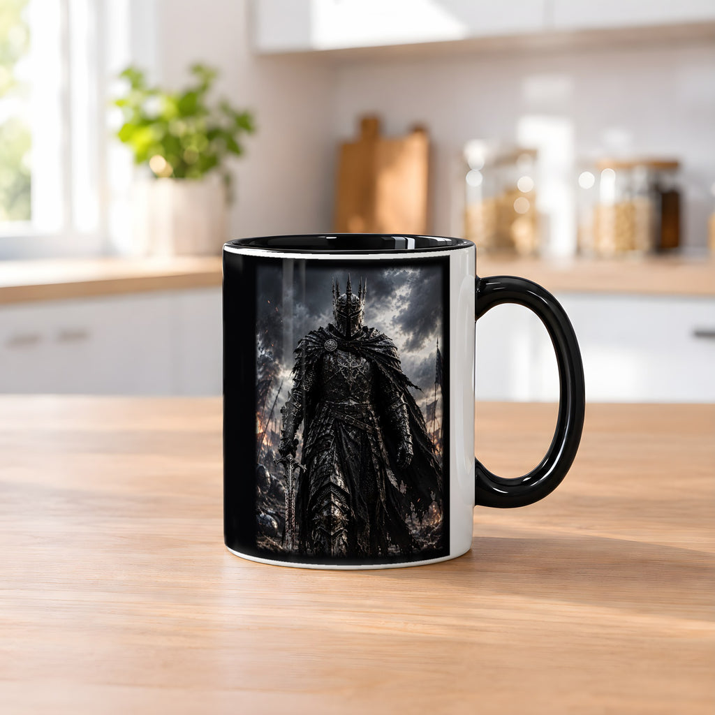 Der Gotische Ritter – Tasse innen schwarz, auf dem Küchentresen