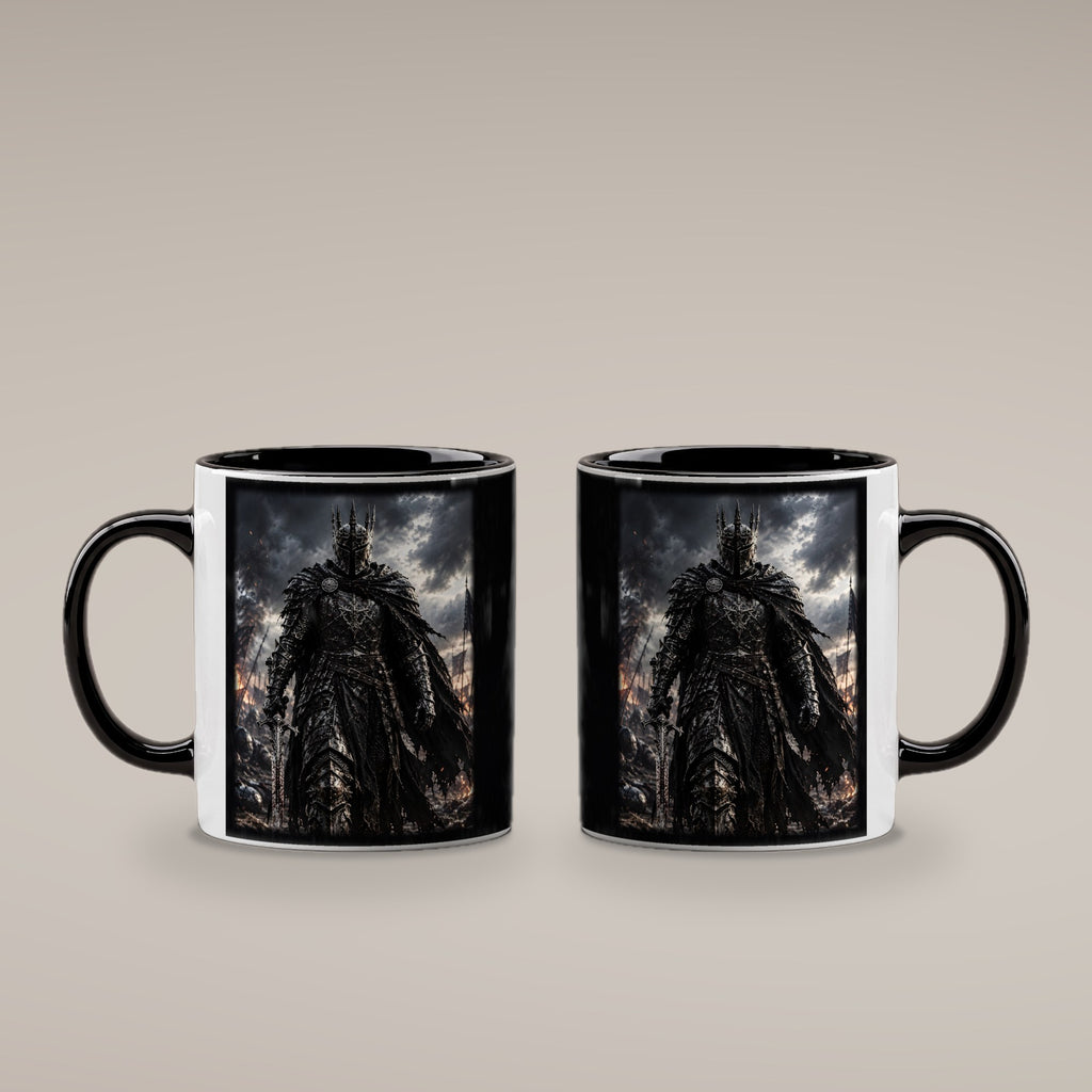 Der Gotische Ritter – Tasse innen schwarz, beide Seiten bedruckt