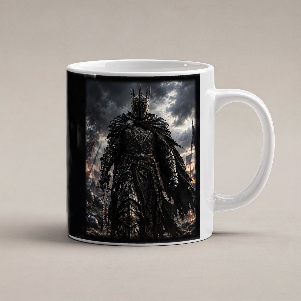 Der Gotische Ritter – weiße Tasse, freigestellt