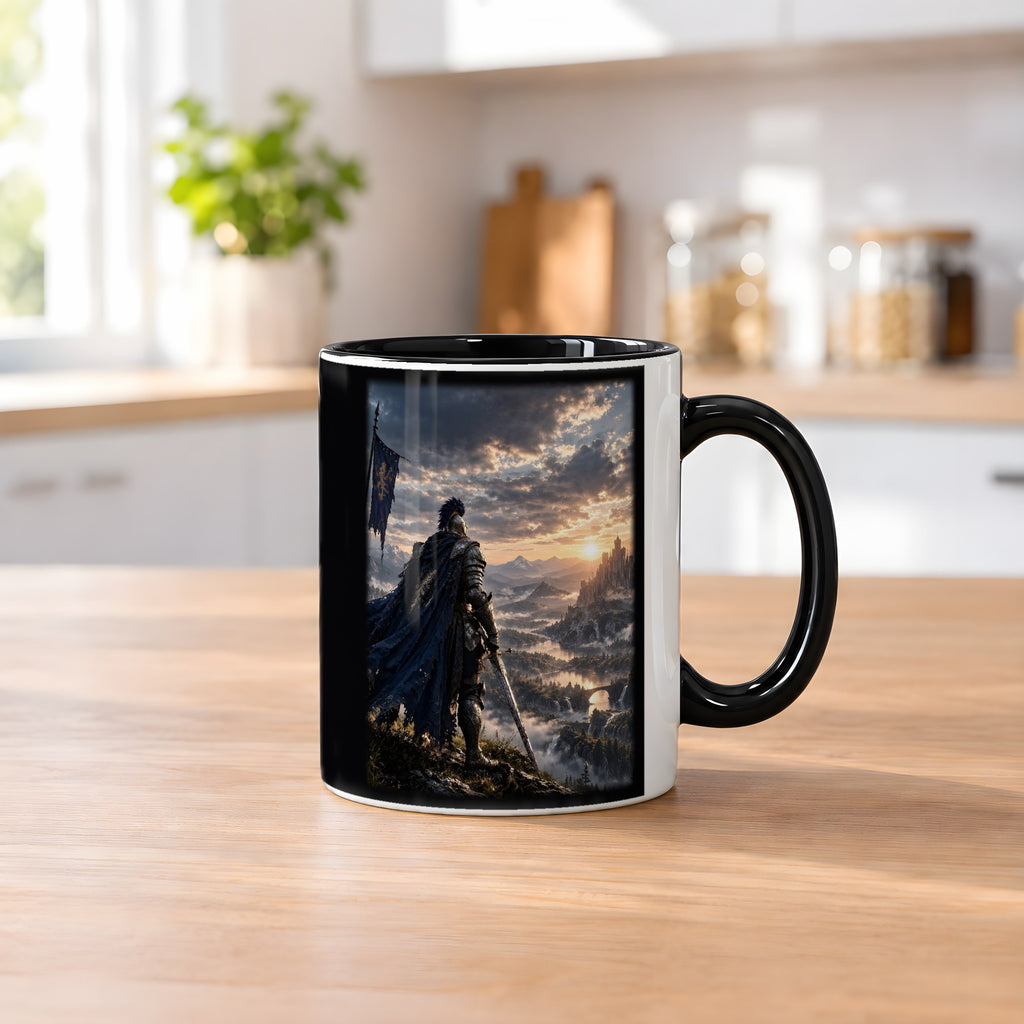 Über dem goldenen Tal – Tasse innen schwarz, auf dem Küchentresen