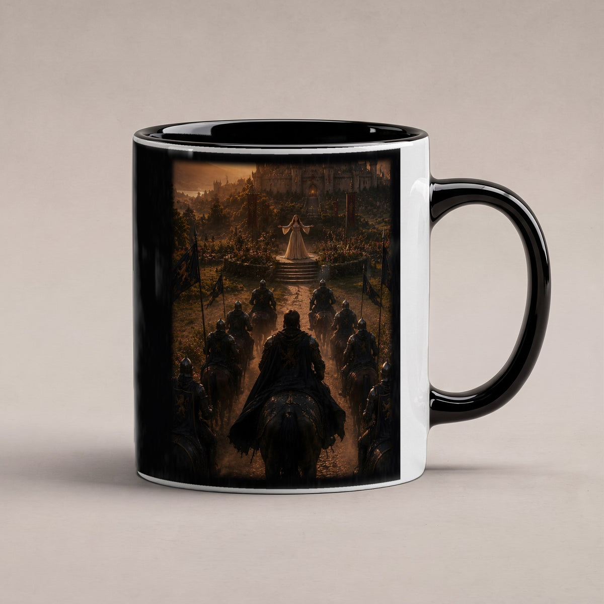 Heimkehr des Königs – Tasse innen schwarz, freigestellt