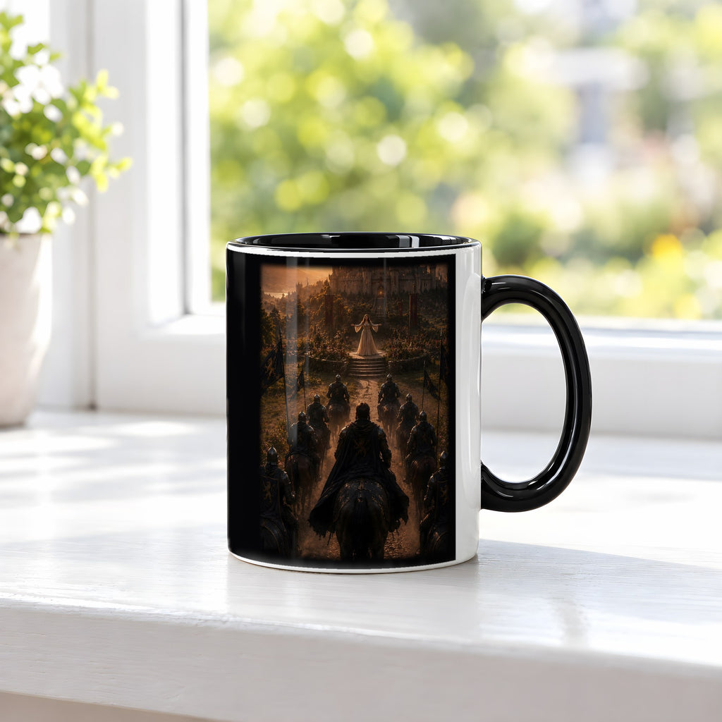 Heimkehr des Königs – Tasse innen schwarz, auf der Fensterbank