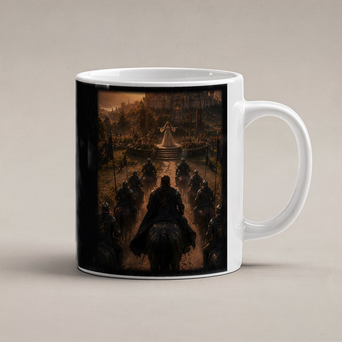 Heimkehr des Königs – weiße Tasse, freigestellt