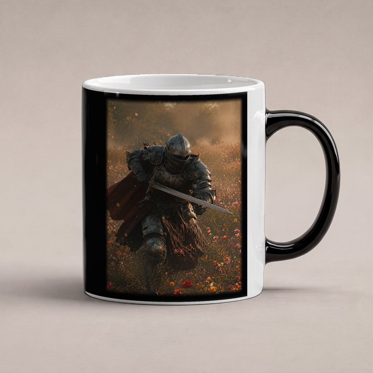 Herbstkrieger – Black Edition Zaubertasse mit Motiv (heiß), freigestellt