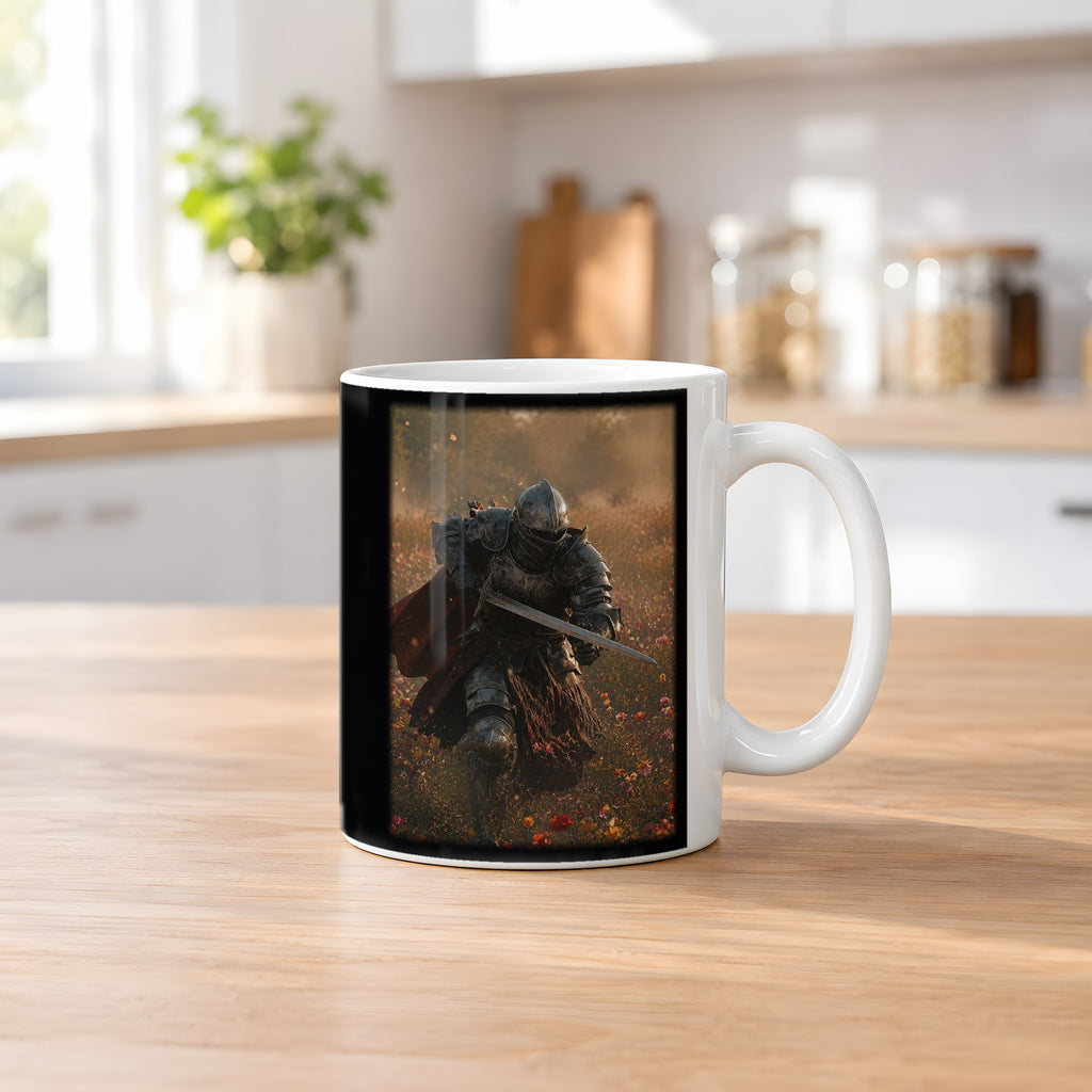 Herbstkrieger – weiße Tasse, auf dem Küchentresen