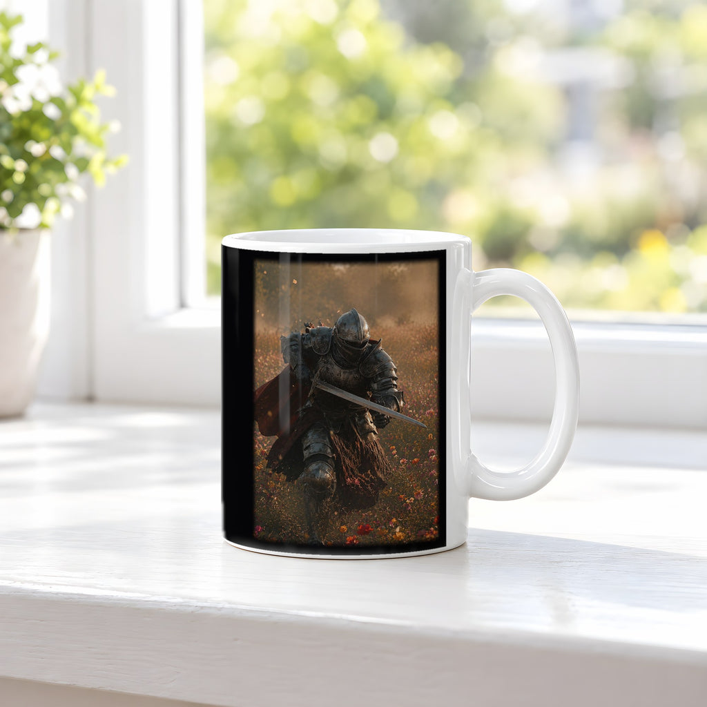 Herbstkrieger – weiße Tasse, auf der Fensterbank