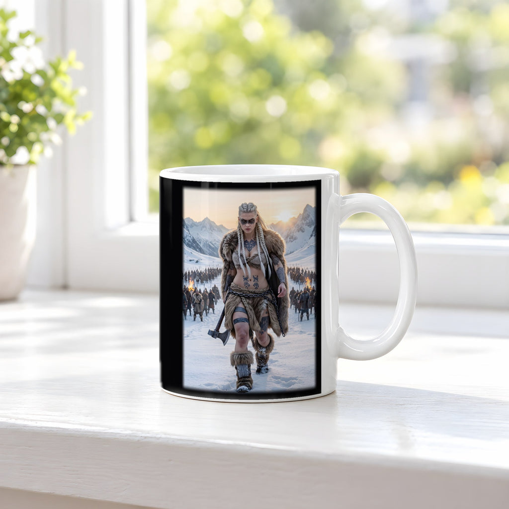 Die Heerführerin – weiße Tasse, auf der Fensterbank