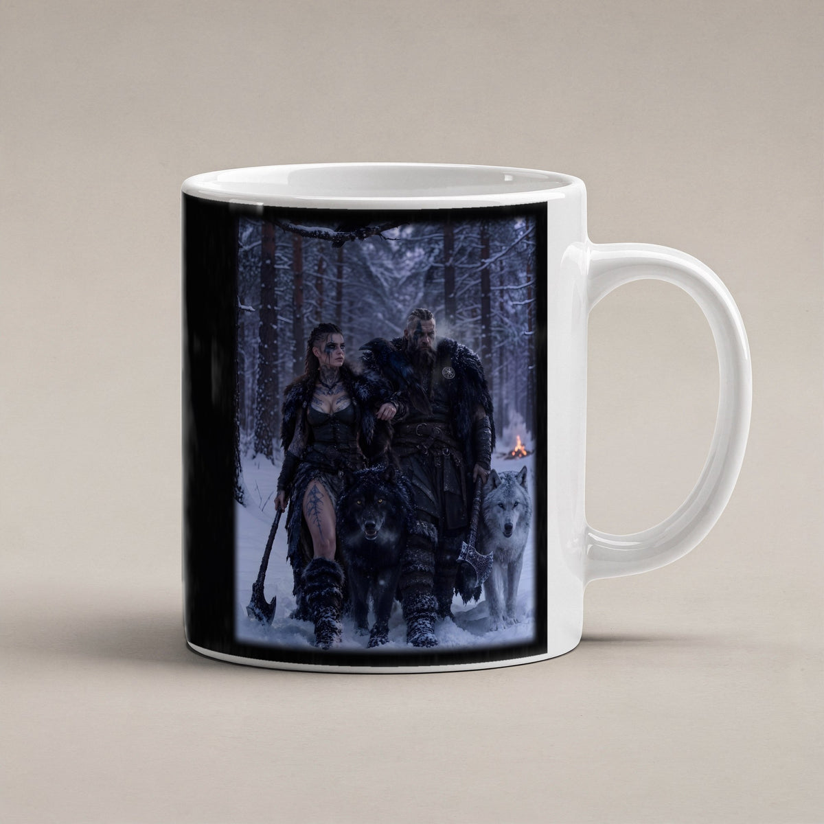Heimkehr im Schnee – weiße Tasse, freigestellt