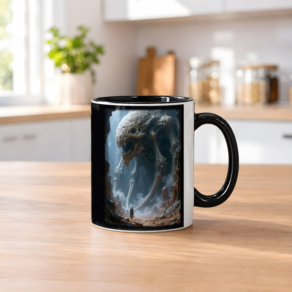 Der Hohle Koloss – Tasse innen schwarz, auf dem Küchentresen