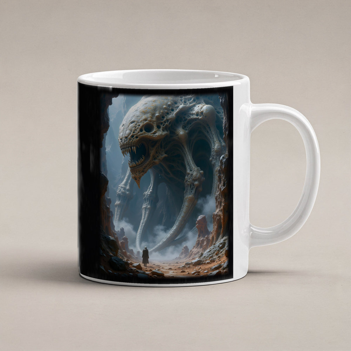 Der Hohle Koloss – weiße Tasse, freigestellt