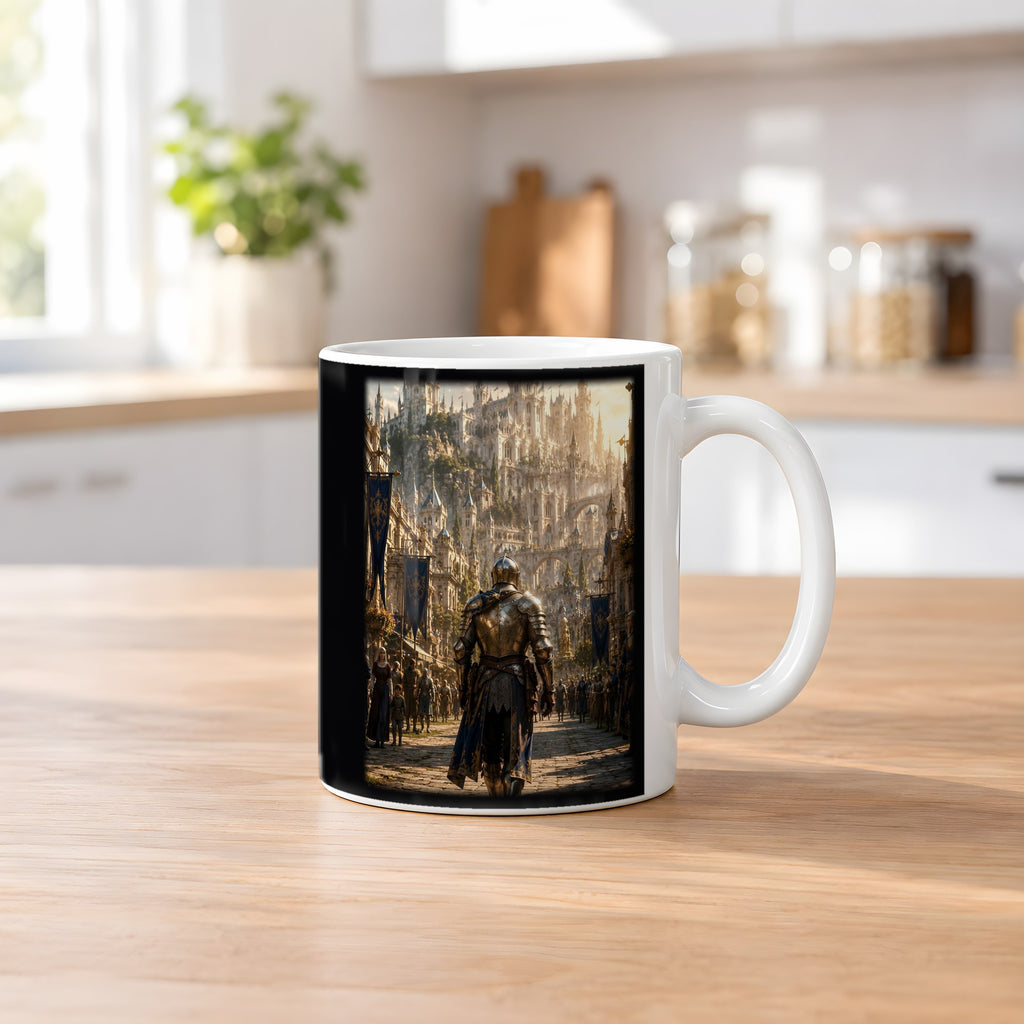 Der Heimkehrer – weiße Tasse, auf dem Küchentresen