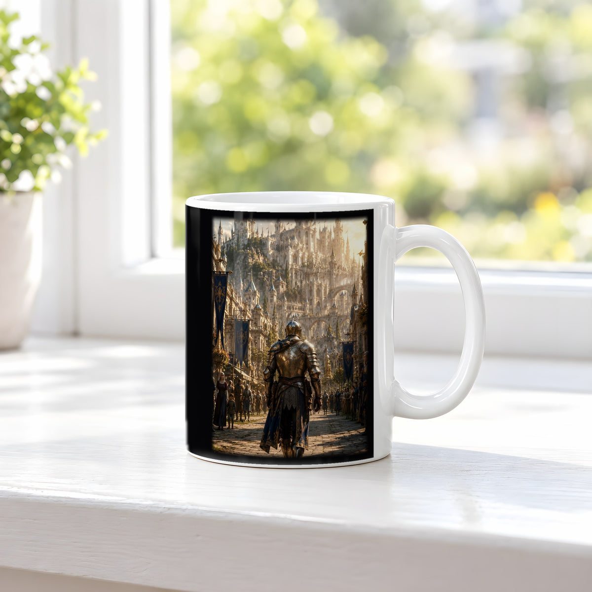 Der Heimkehrer – weiße Tasse, auf der Fensterbank