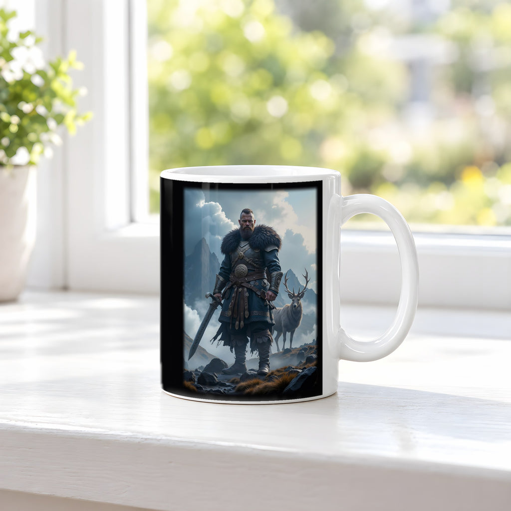 Der Hochlandwächter – weiße Tasse, auf der Fensterbank