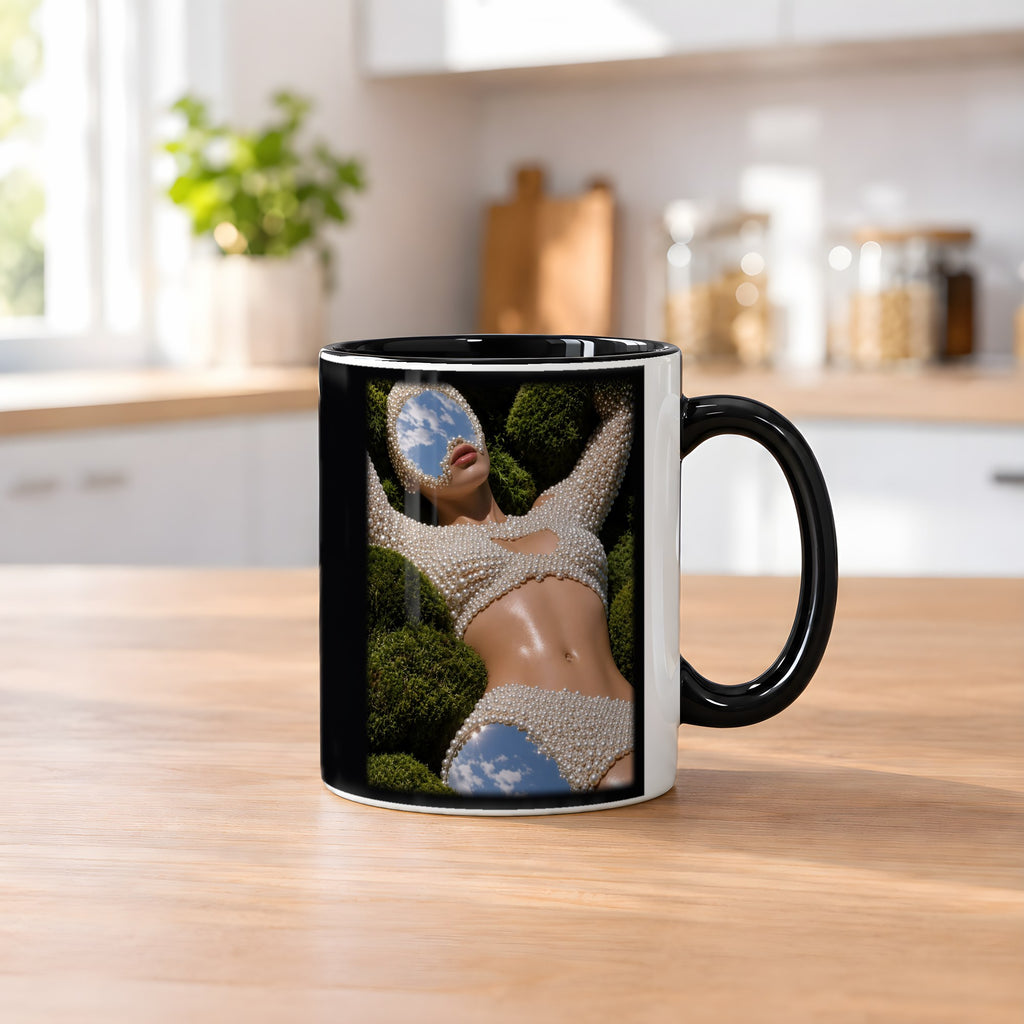 Himmelsspiegel – Tasse innen schwarz, auf dem Küchentresen