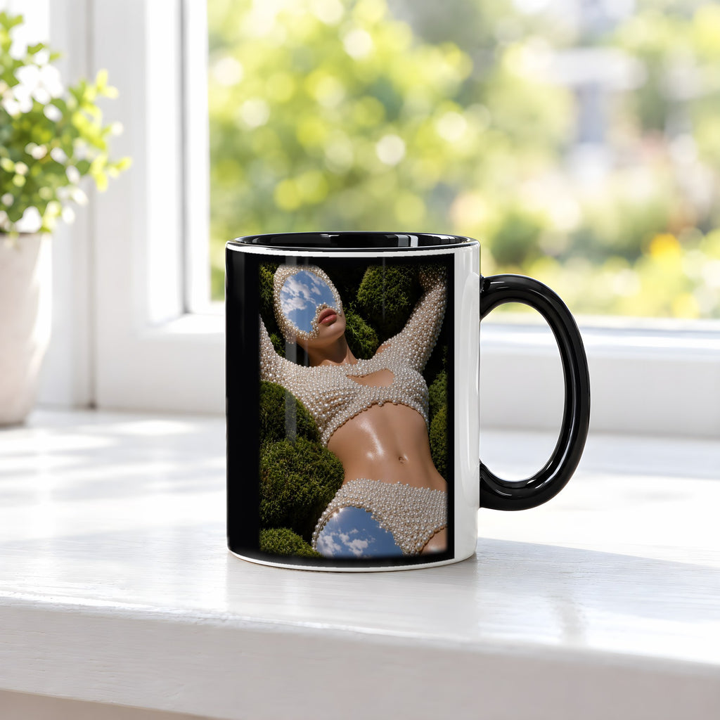 Himmelsspiegel – Tasse innen schwarz, auf der Fensterbank