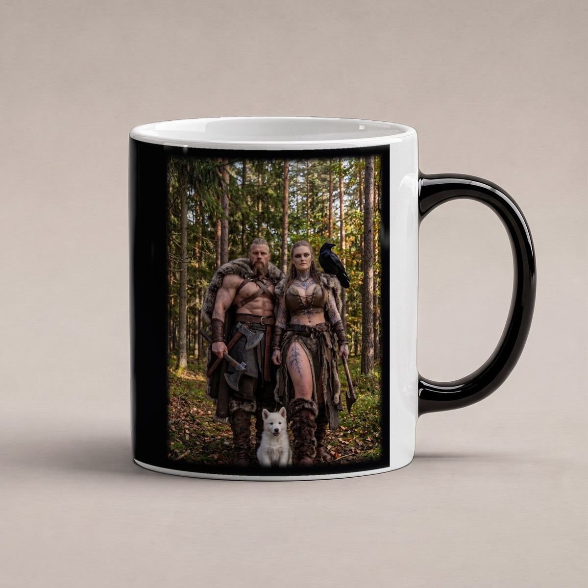 Der Herbstpfad – Black Edition Zaubertasse mit Motiv (heiß), freigestellt