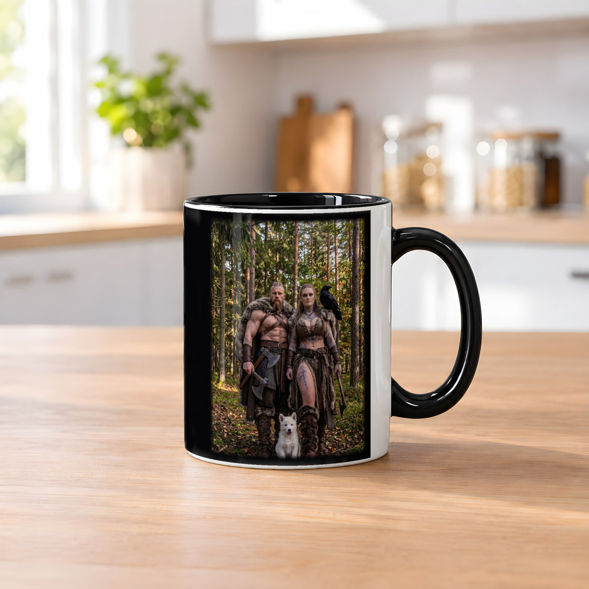 Der Herbstpfad – Tasse innen schwarz, auf dem Küchentresen