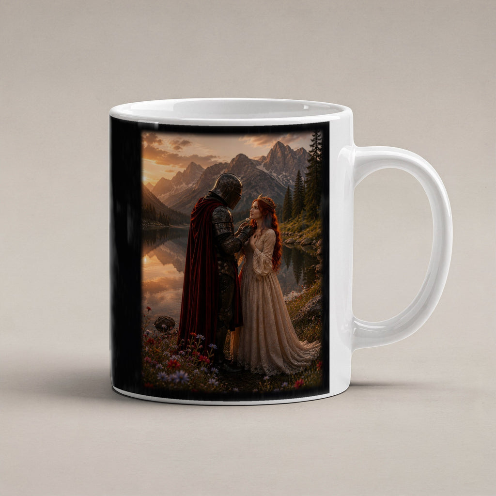 Im Abendrot – weiße Tasse, freigestellt