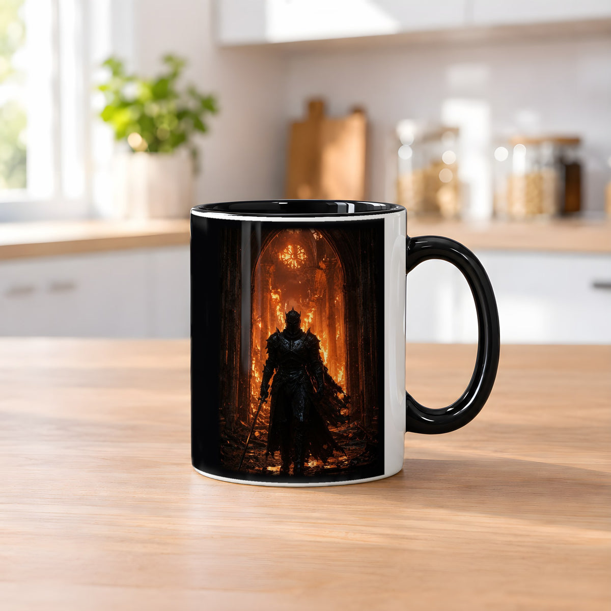 Das Inferno – Tasse innen schwarz, auf dem Küchentresen