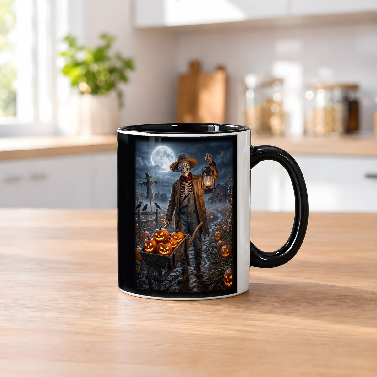 Der Kürbisbauer – Tasse innen schwarz, auf dem Küchentresen