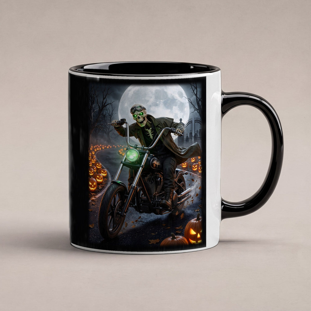 Der Knochenbiker – Tasse innen schwarz, freigestellt