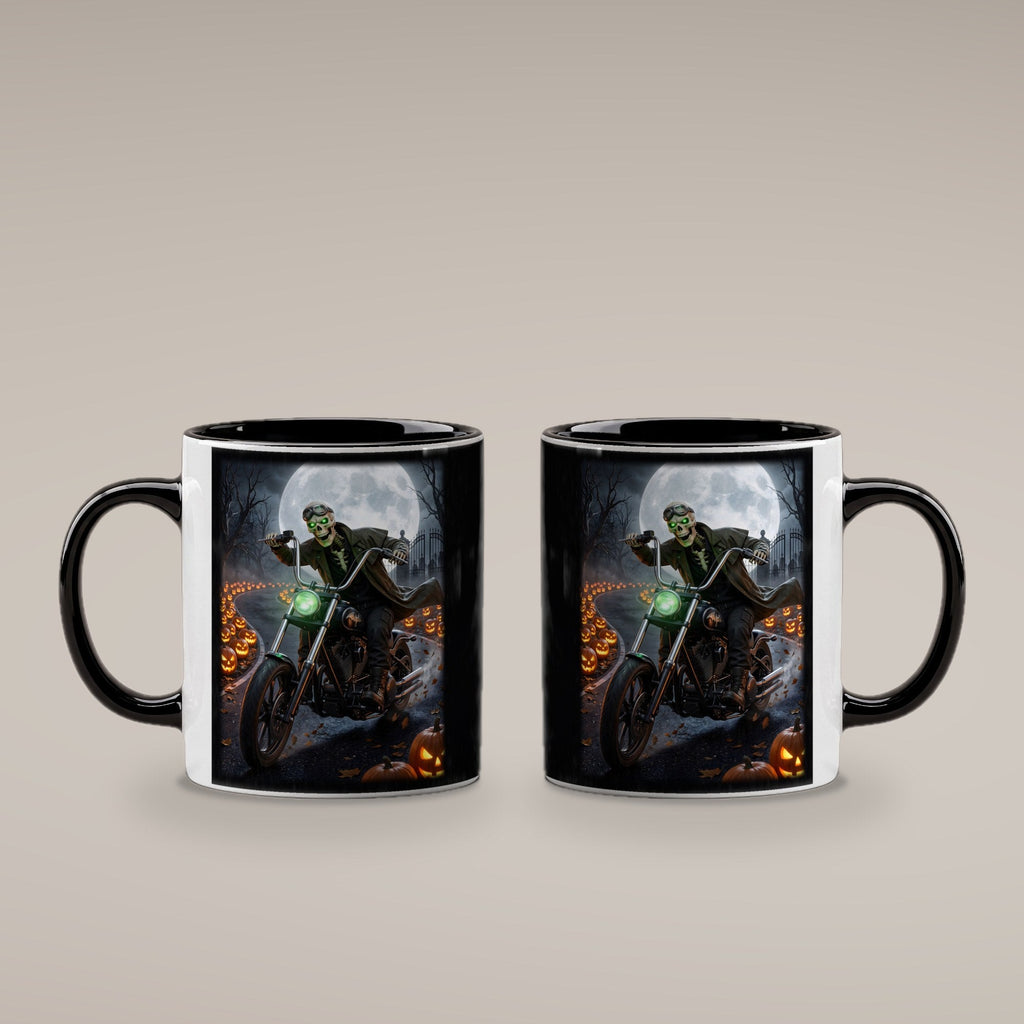 Der Knochenbiker – Tasse innen schwarz, beide Seiten bedruckt