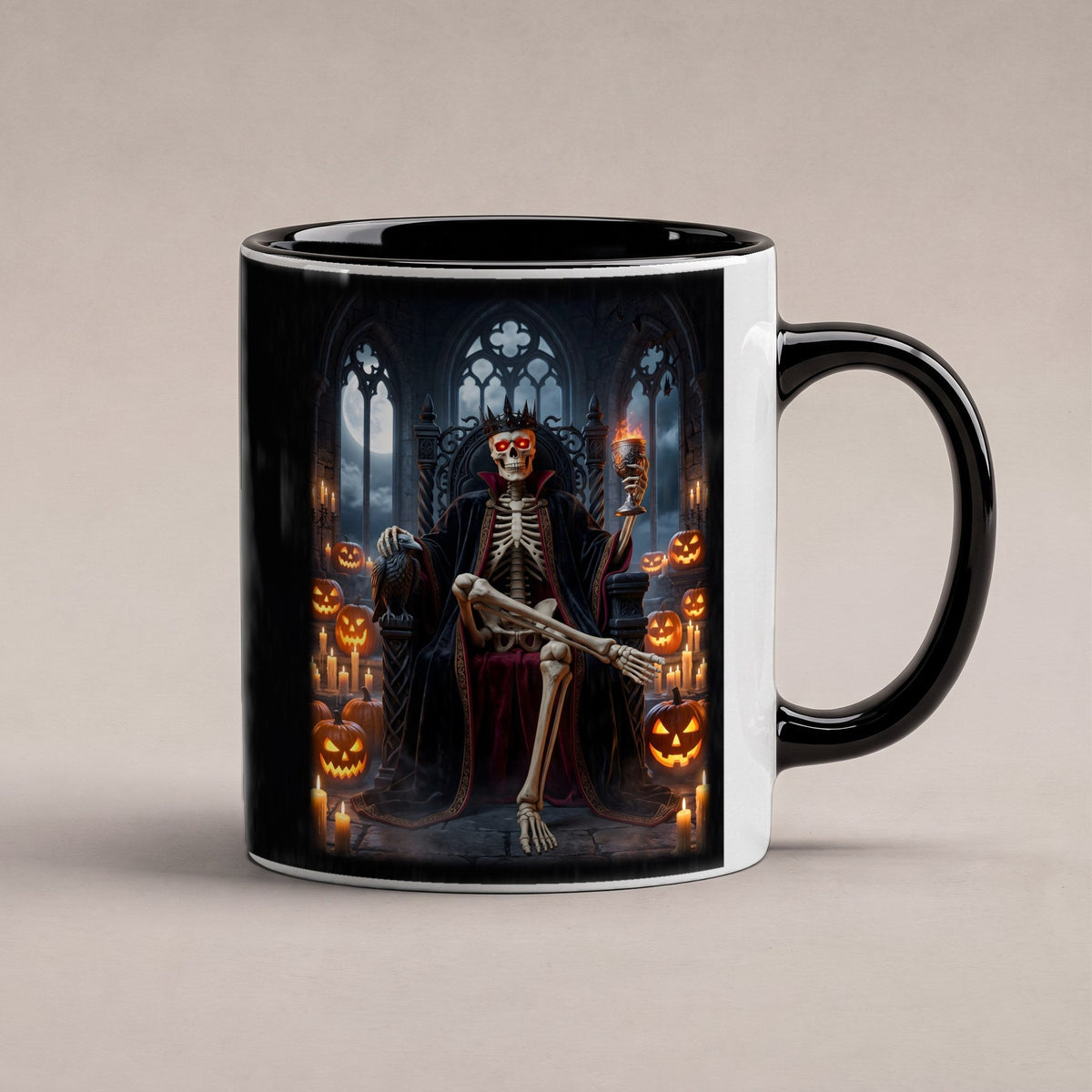 Der Kürbiskönig – Tasse innen schwarz, freigestellt