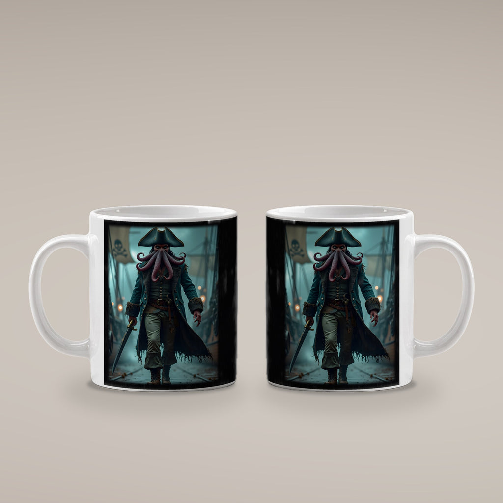 Der Krakenkapitän – weiße Tasse, beide Seiten bedruckt