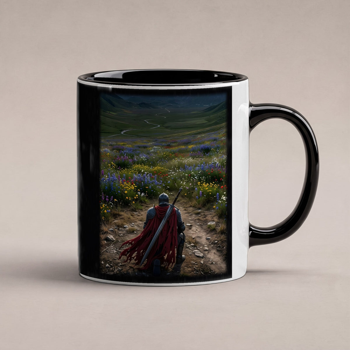Der Kniefall – Tasse innen schwarz, freigestellt