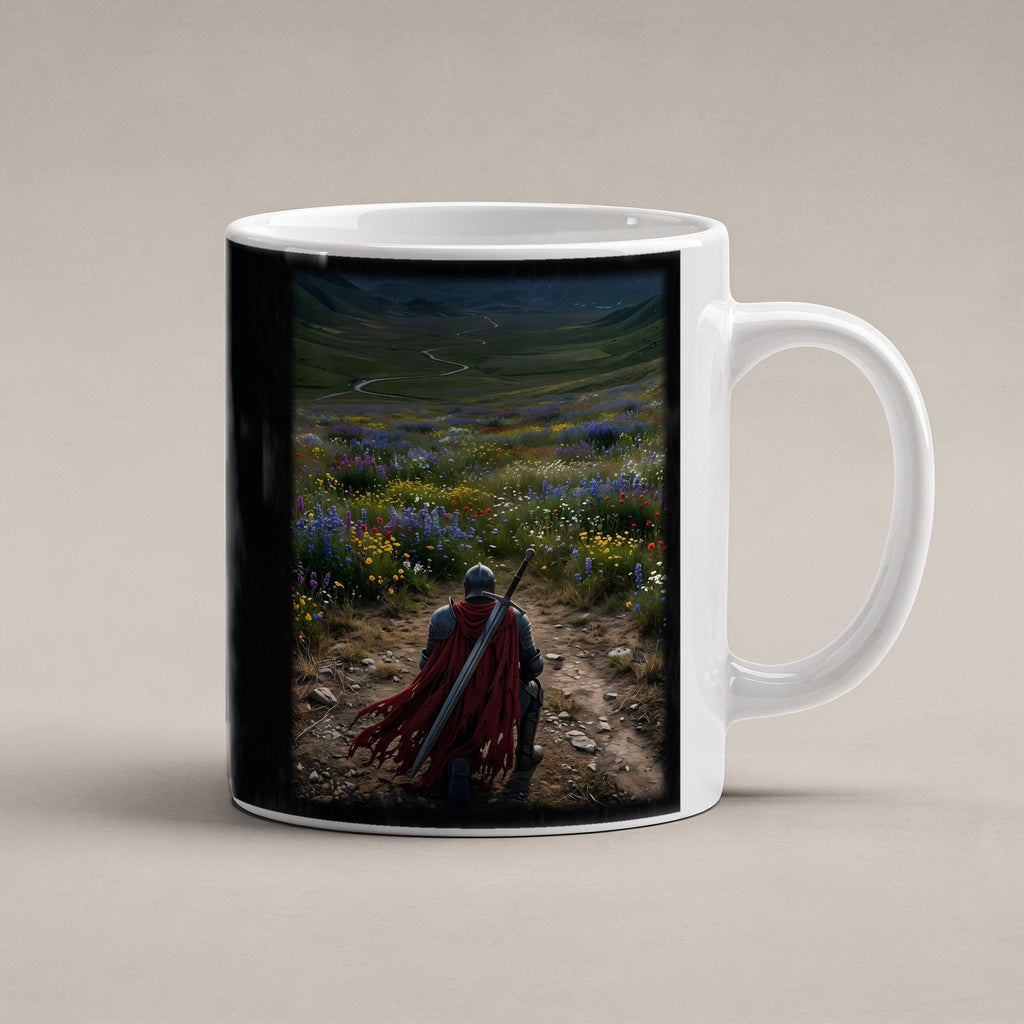 Der Kniefall – weiße Tasse, freigestellt